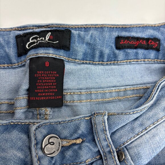 Earl Jeans Straight Leg Womens size 8 Medium Wash Blue Denim Jeans - Picture 2 of 3